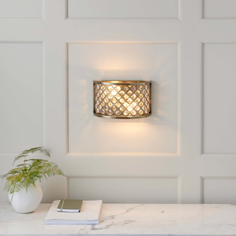 Augustine Steel Flush Mounted Sconce, Antique Brass