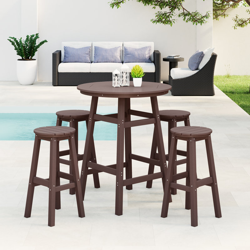 Laguna 5-Piece Round Bar Set, Dark Brown