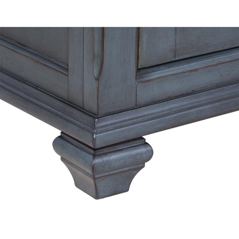 Buffet Americain avec finition bleu velours côtelé, aucun assemblage requis, idéal pour les décors côtiers et traditionnels