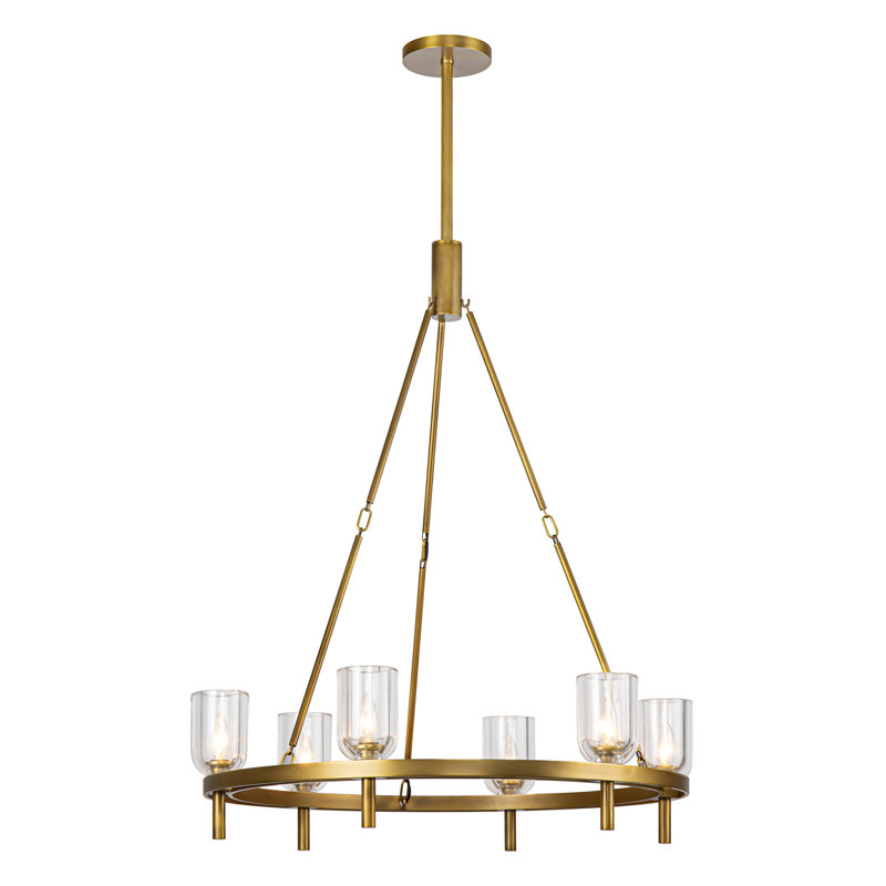 Lucian 6 - Light Chandelier, Vintage Brass