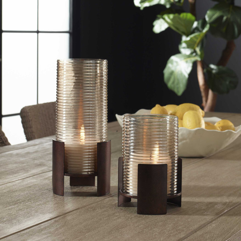 Uttermost Fluted Fire Cylinder Candleholders
