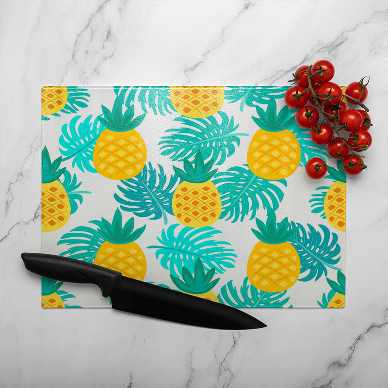 Pineapples Glass Chopping Board