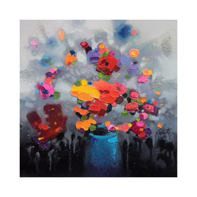 «Bouquet I» par Scott Naismith - impression d'art graphique, Toile tendue, 26" H x 26" W x1.5" D, Pas de tapis