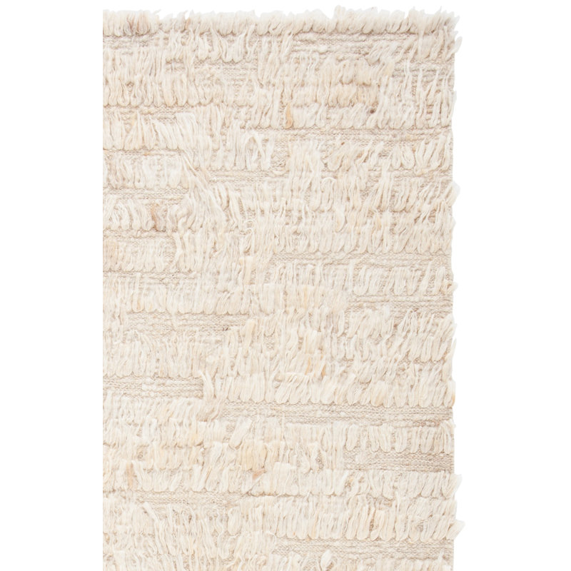 Natura Hand Woven Wool/Cotton Solid Color Rug in Ivory, Rectangle 9' x 12'