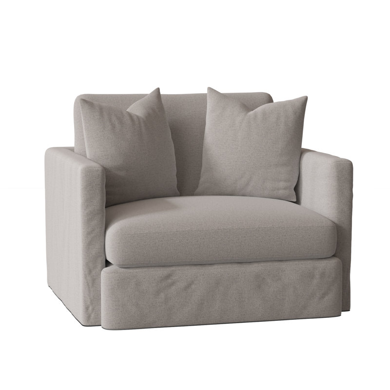 Fauteuil à housse de coussin de 47 po de large Hartig, Chenille performance brouillard Reese