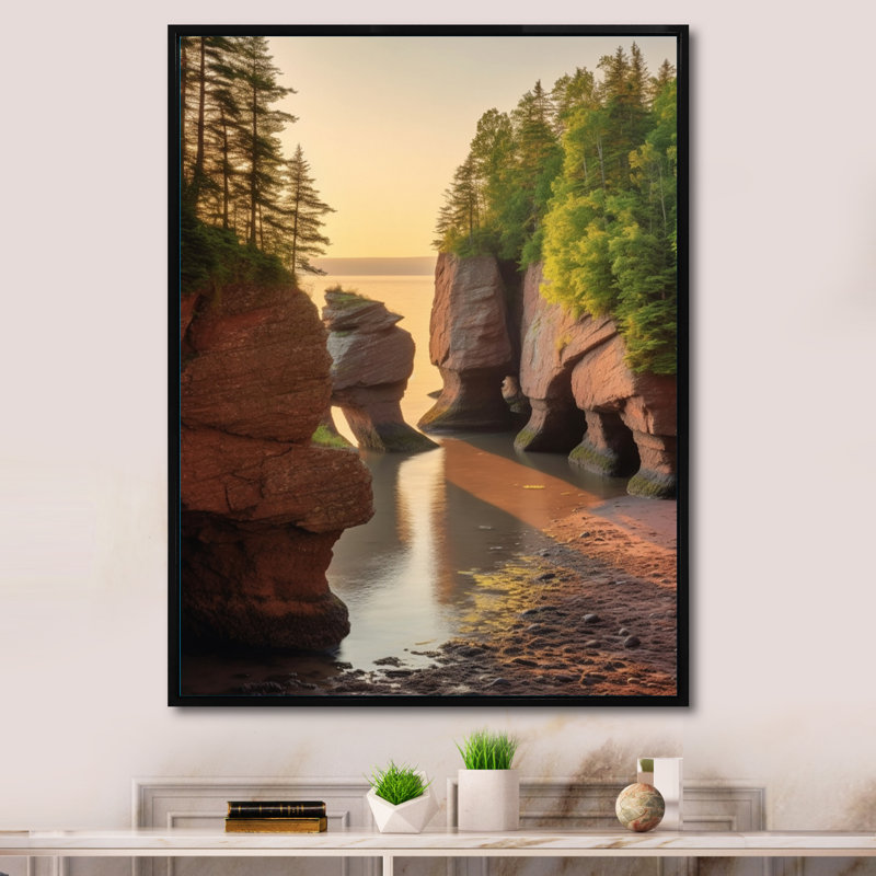 Paysage côtier du Nouveau-Brunswick I sur toile, H 32 po x l 16 po x P 1 po, Cadre flottant noir