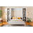 Queen Bed With Desk And Bookshelf, White - Resilient Pine Wood Build. Space Saving In Bedroom. No Spring Box Needed. Abundant Storage. Foldable Size Shelves For Central Point, Zealous &