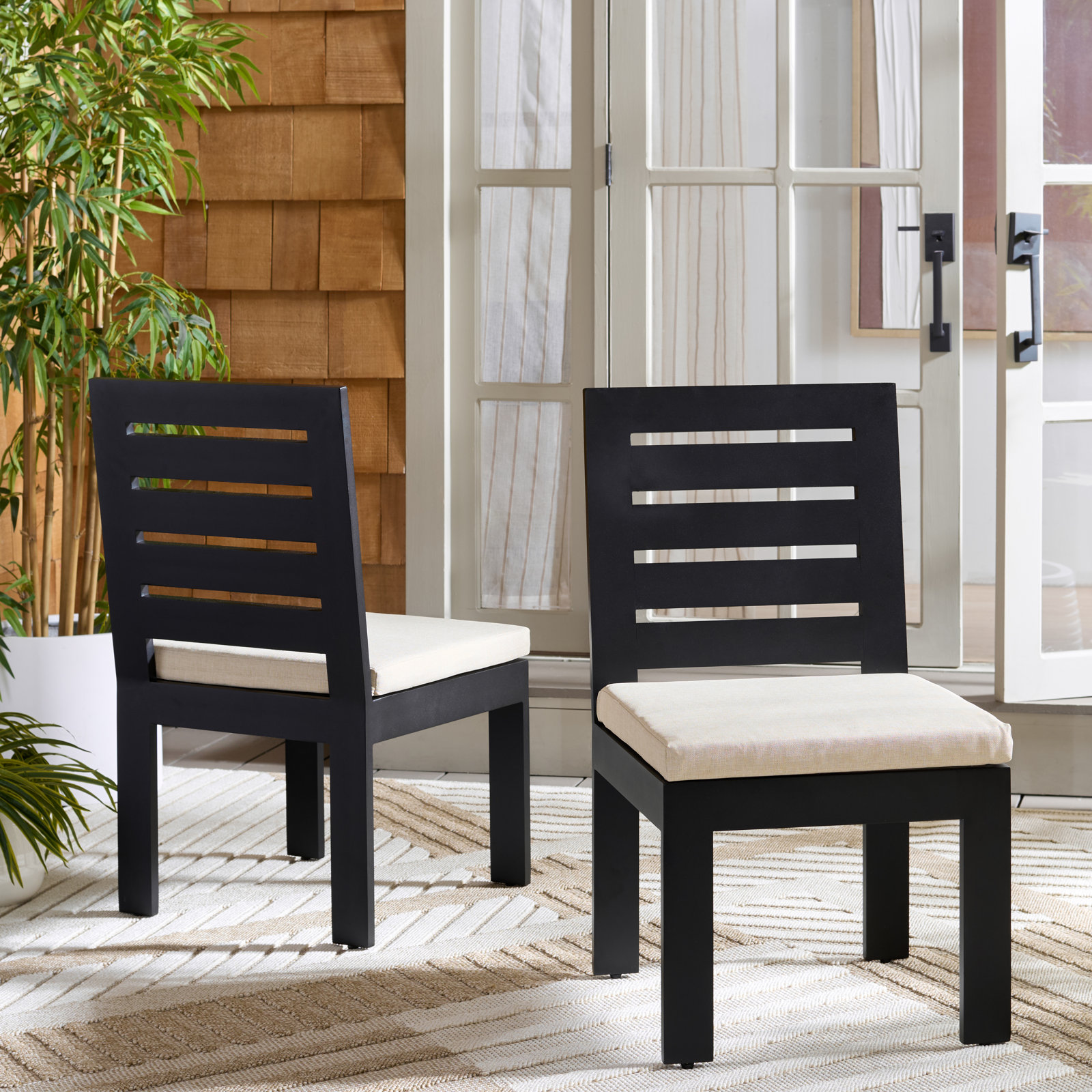 Dwyer Aluminum Outdoor Dining Chairs, Black