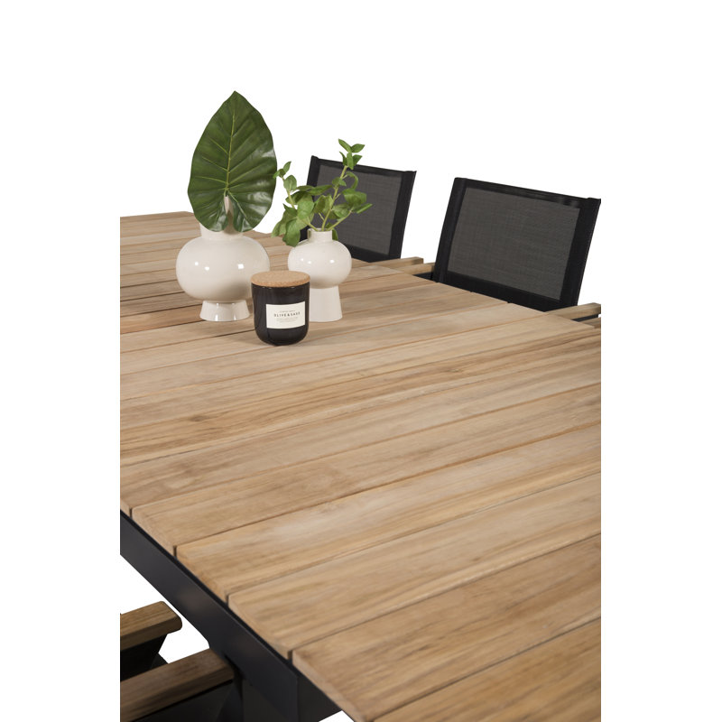 Anoki 8 - Person Teak Patio Dining Set with Extendable Rectangular Table