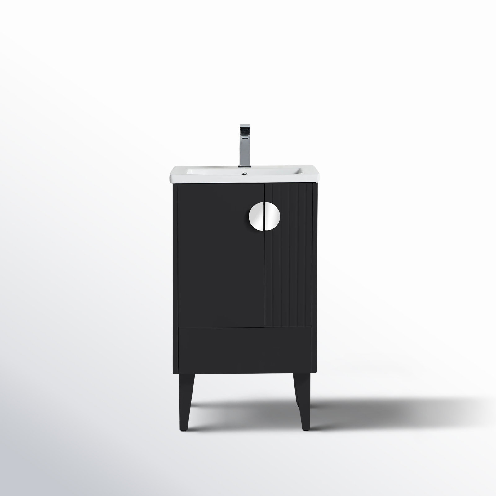 Saimah 20'' Single Bathroom Vanity, Polished Chrome, Black