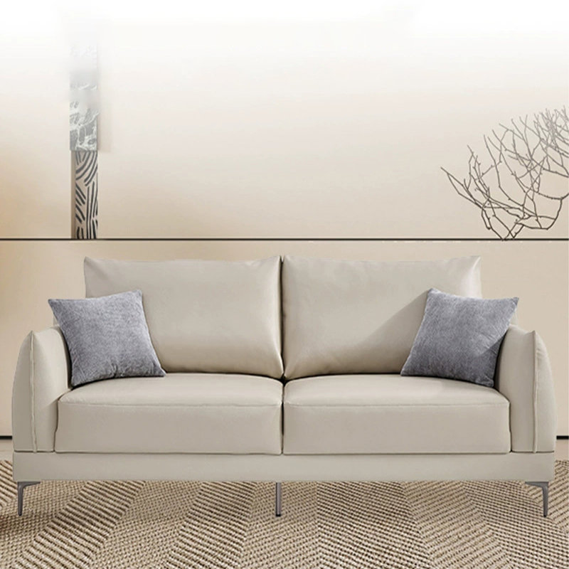 Causeuse-coussin standard en similicuir blanc crème, 33.46" H x 70.87" W x 33.46" D
