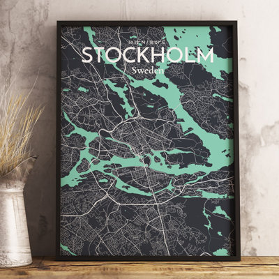 Stockholm City Map - No Frame Print