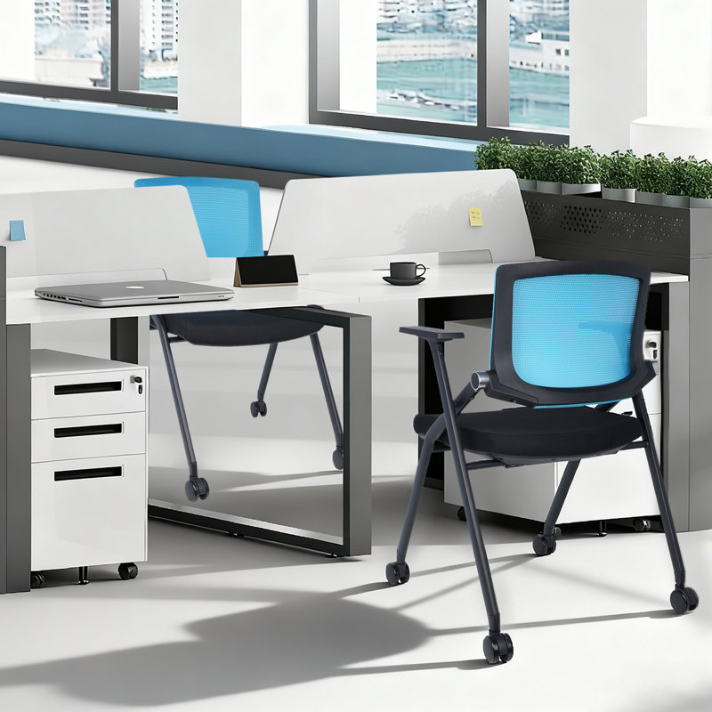 Chaise de bureau de conférence pliable, Bleu