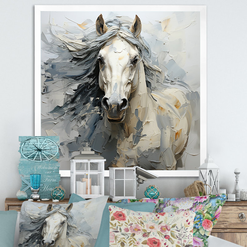 Fantaisie, cheval féminin I - impression sur toile, H 36 po x l 36 po x P 1,5 po, Cadre simple blanc