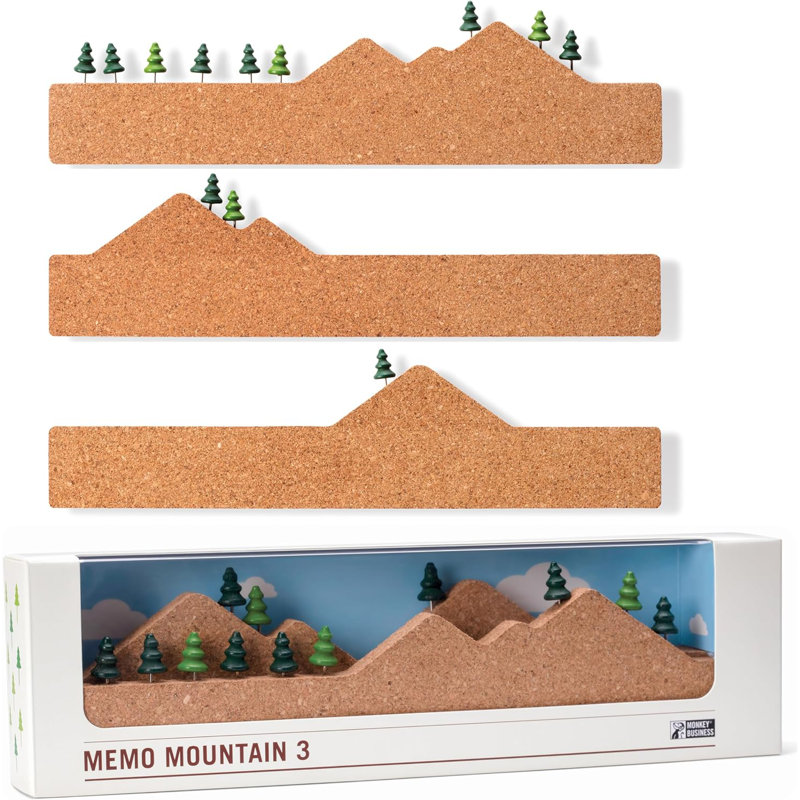 Monkey Business Memo Mountain 3 Strips - Panneau de liège avec punaises, accessoires de bureau