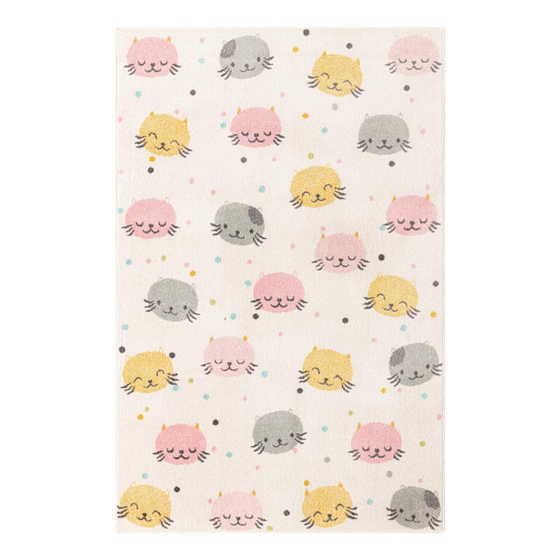 Whimsy Kids Abstract Machine Woven Polypropylene Plastic Rug, Rectangle 5'3" x 8'