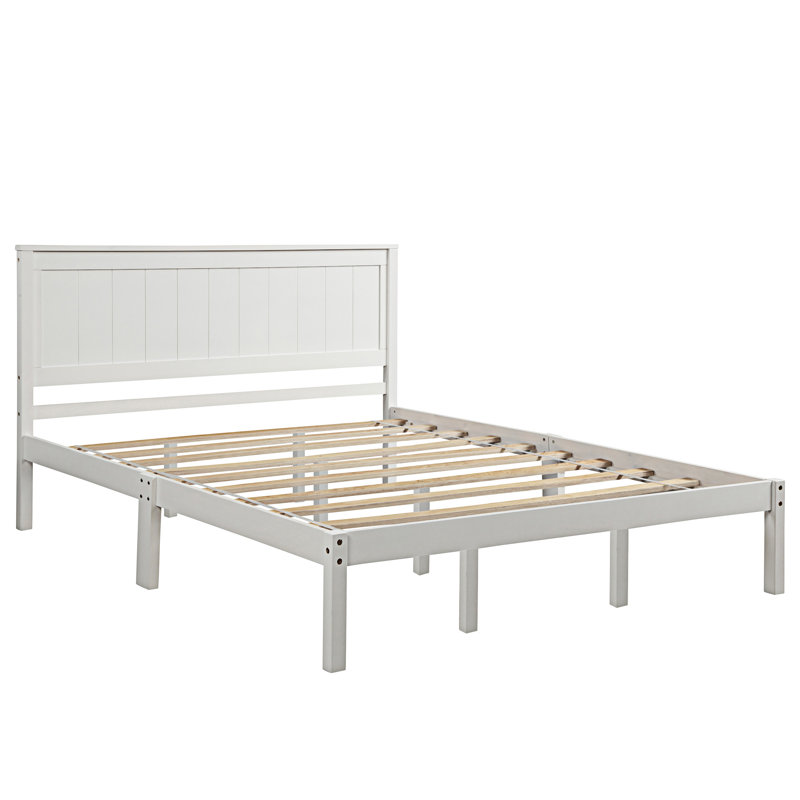 Perry Solid Wood Twin Size Standard Bed, Queen, White