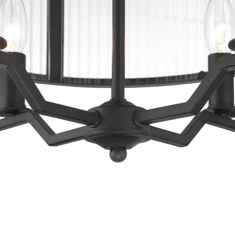 Weston 4 - Light Dimmable Drum Chandelier Matte Black Dining Room Chandelier 