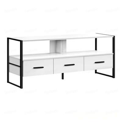 Meuble télé, console, meuble multimédia, tiroirs de rangement, salon, métal stratifié pour chambre à coucher