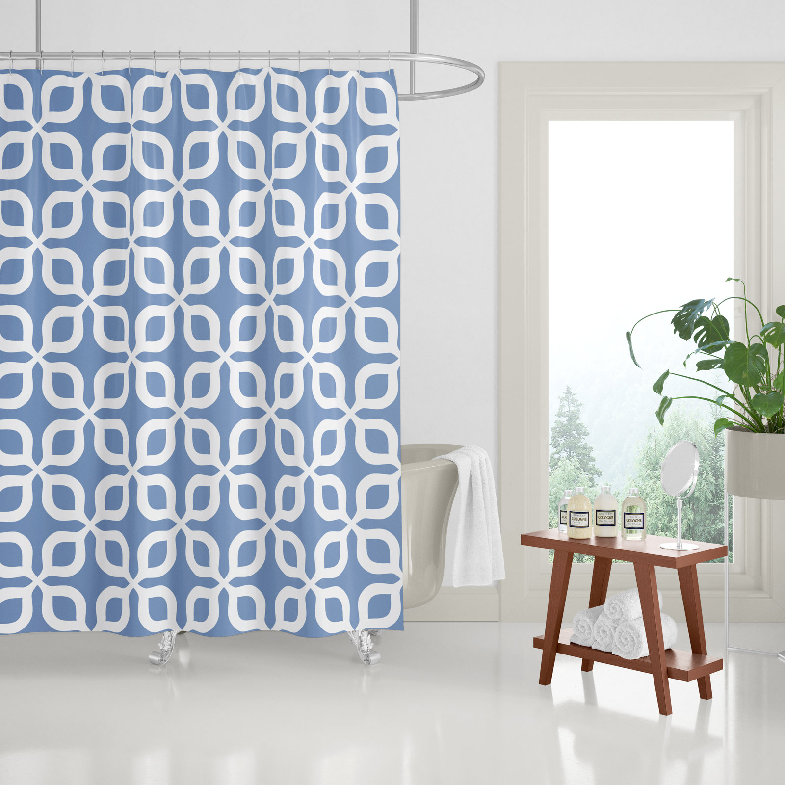 Pipper Polyester Shower Curtain, Periwinkle