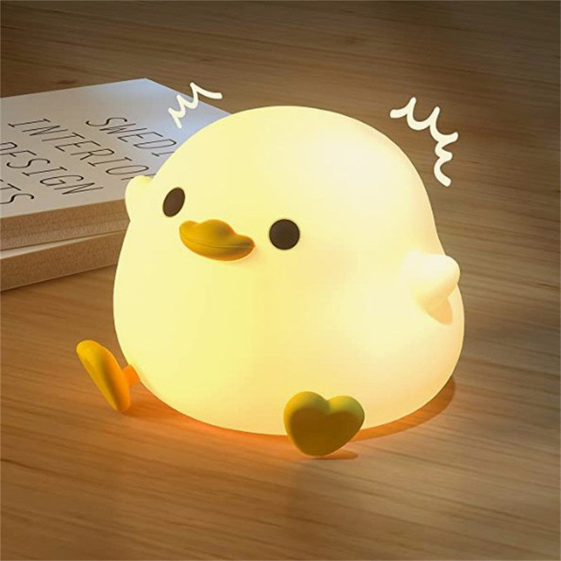 Cute Night Light for Kids – LED Cute Bean Duck NightLight with TouchSensor, Rechargeable Nursery Lamp Table Lamp Bedside Lamp for Bedroom Living Room