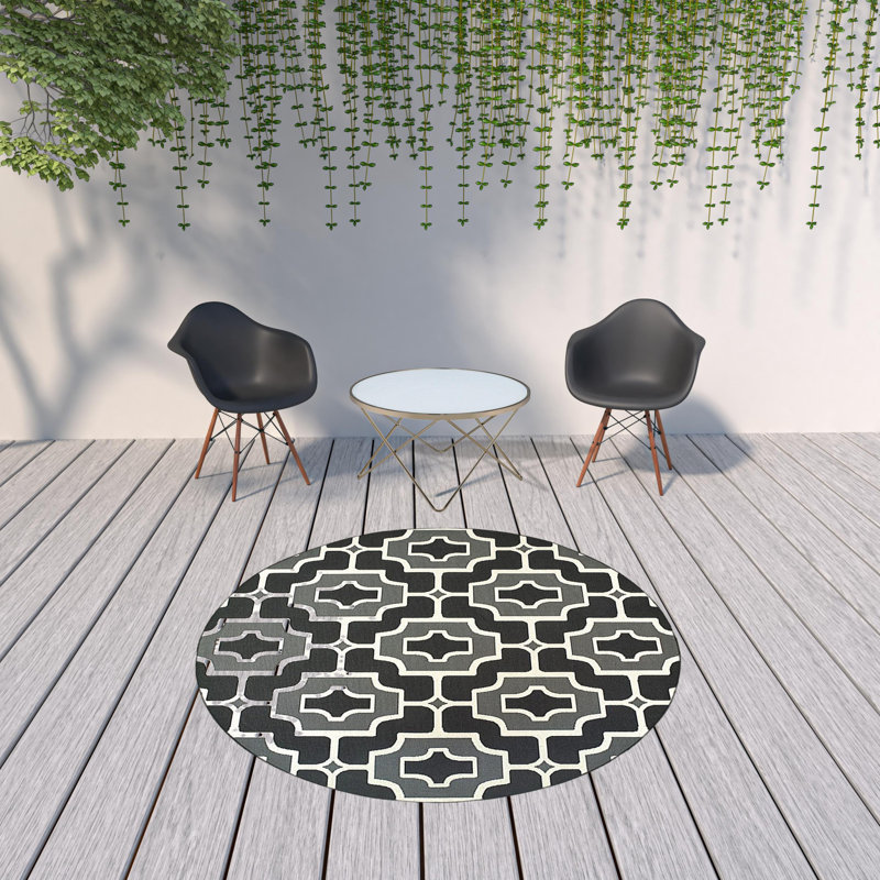 Witherell Geometric Indoor / Outdoor Rug, Round 7'10"