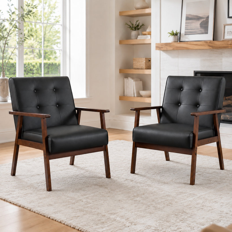 Fauteuil d'appoint 26 po en bois (ensemble de 2)