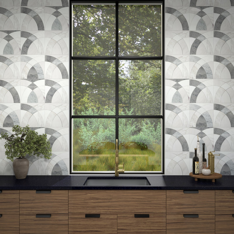 Daltile Eclessia Marble Natural Stone Arches Mosaic Polished (10 PCS Per Carton) (9.70 SQFT Per Carton), Pacifica Blend