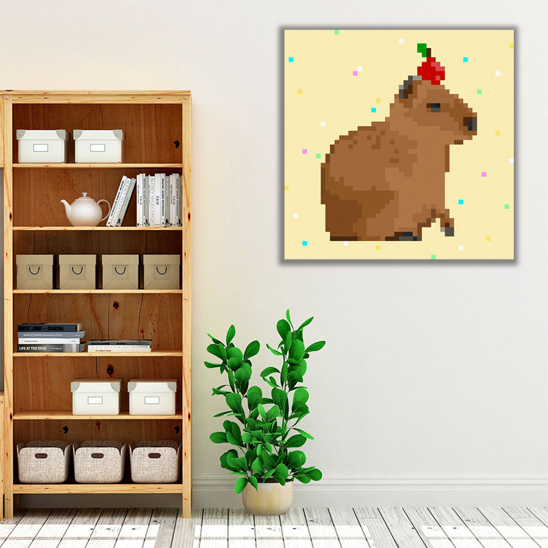 Capybara Party II - reproduction d'art sur toile, H 30 po x l 30 po