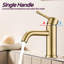 Robinet de salle de bain à un trou - Design moderne, or brossé, acier inoxydable, débit de 1,2 gallon par minute, installation simple pour les robinets, température et débit d'eau réglables, fixation sur le comptoir-124831601