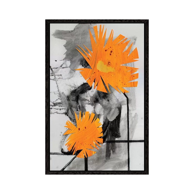 Midwestern Haiku (Dandelions II) by Pamela Staker - Painting on Canvas, 101.6 cm H x 66.04 cm W, Black Framed