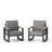 Set Of 2 26.6" All-Weather Aluminum Patio Armchairs With Thick Gray Cushions-859118055