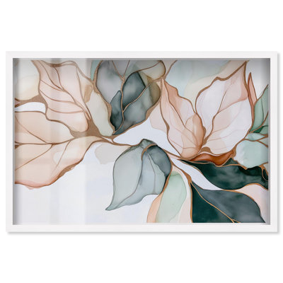 «Golden Veiné Leaves I Shadowbox Print», art mural tendance par Art Remedy