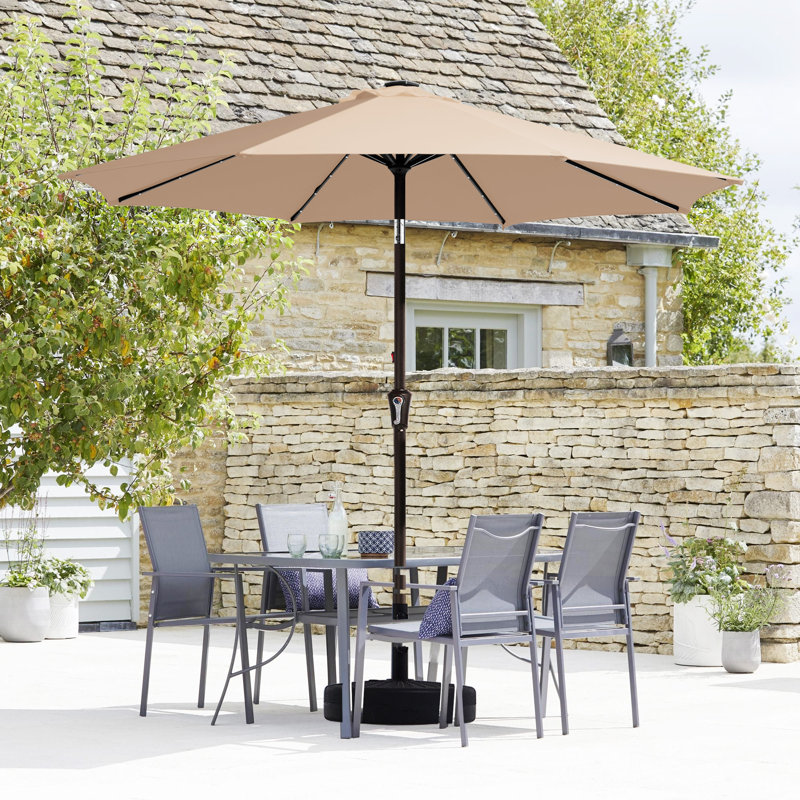 Parasol de marché avec manivelle Beka, Beige, H 94,5 po x l 120 po x P 120 po