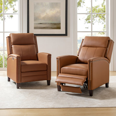 Aycen 28.5''W Mid-Century Modern Genuine Leather Power Recliner Set Of 2