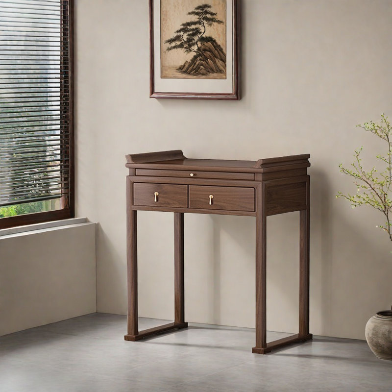 Console en noyer noir, H 42,5 po x l 50,4 po x P 18,9 po