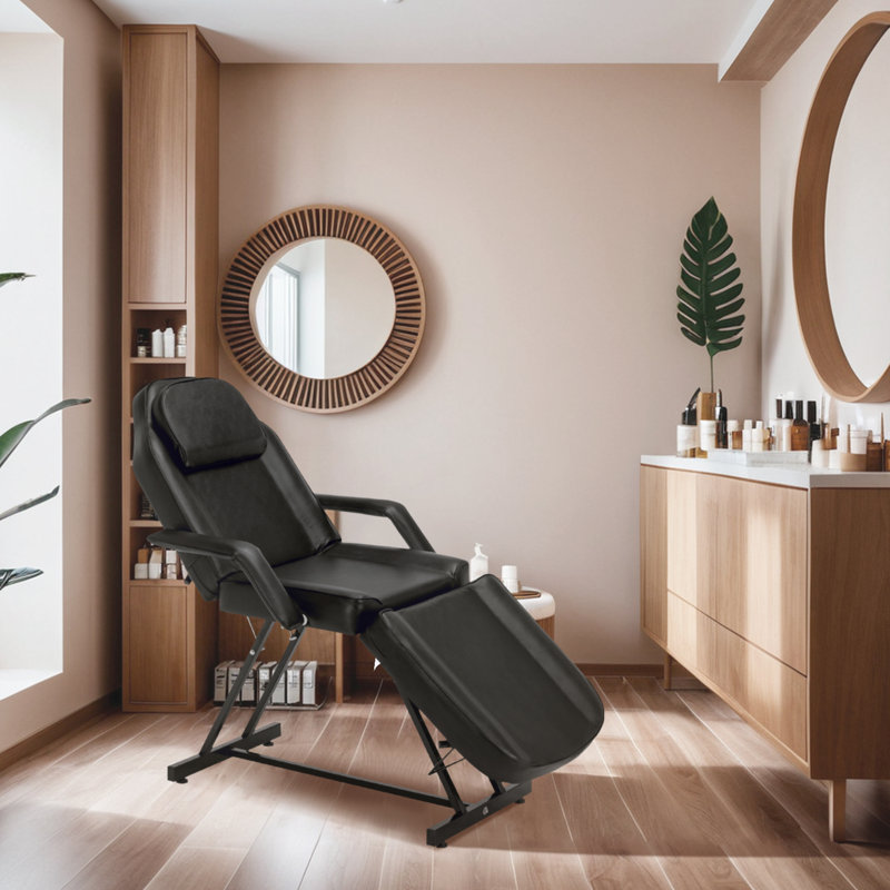 Fauteuil inclinable de massage réglable Beauty Spa, Similicuir noir