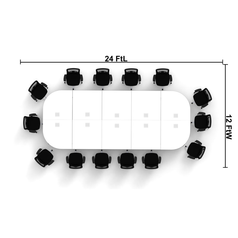 Rectangle 14 Person Flip Top 72'' L Modular Training Table and Chair Set with Casters and Modesty Panel and Cable Management