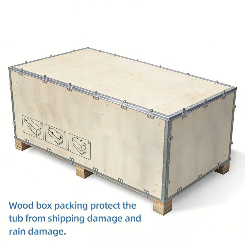 63" Solid-surface Freestanding Tub — Matte White Interior Wood-tone Exterior With Recessed Dimple Texture