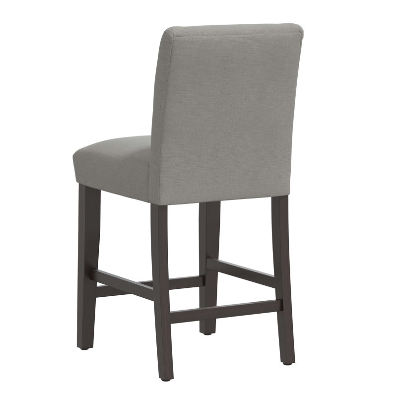 Tabouret de bar et de comptoir Hadrien, Tabouret de comptoir (siège d'une hauteur de 26 p, Lin Lin gris, Crème
