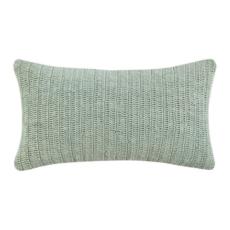 Nakeya Knitted Linen Throw Pillow, Ivory, 14" x 26", Rectangle