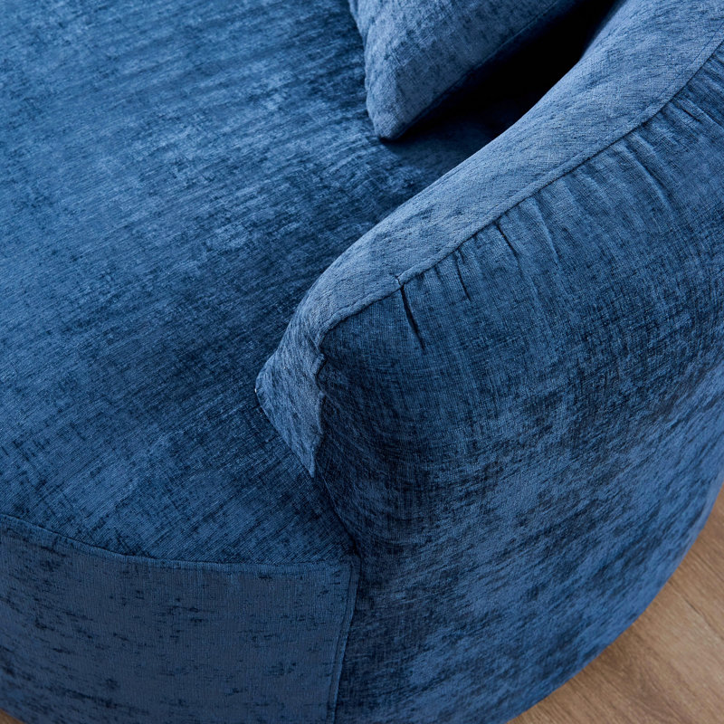 111" 4 Seater Couch For Living Room, Boneless Couch With 4 Pillows,Upholstered Floor Sofa, Blue Chenille