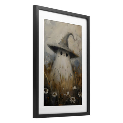 Cute Ghost In Field Framed Print Under Glass, design by Arlington Prints