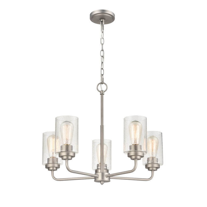Lustre linéaire moderne unique à 5 lumières Moven, Nickel satiné