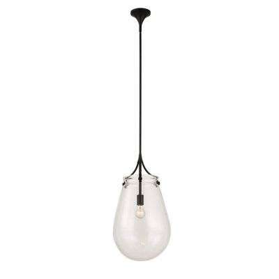 Uttermost Dewdrop 1 Light Glass Shade Pendant In Matte Black