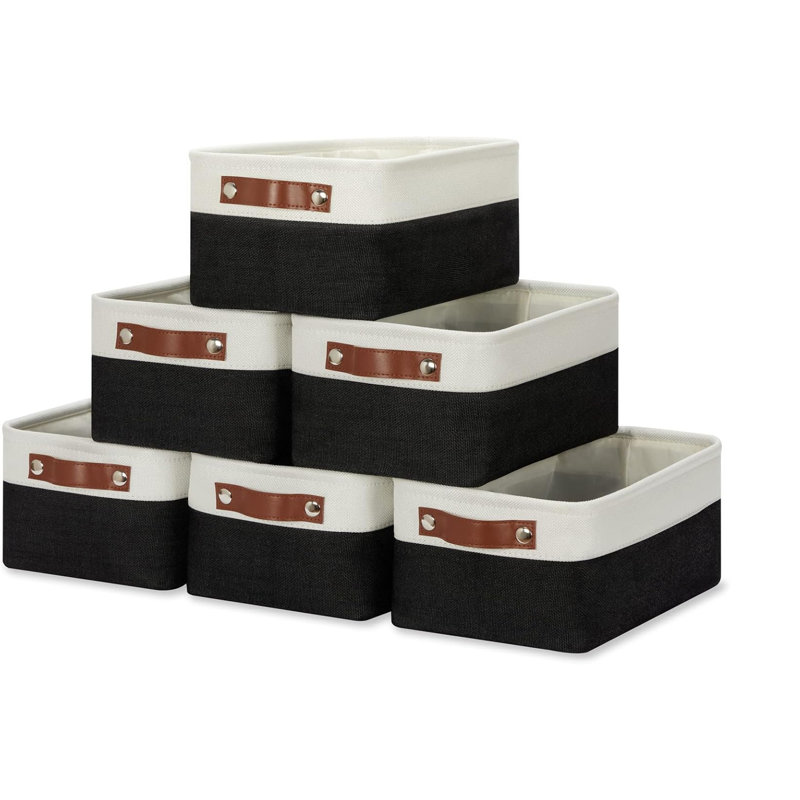 Space-Saving Collapsible Storage Bins, 6-Pack Fabric Organizers for Shelves & Closets, Foldable Rectangle Baskets with Handles for Home & Office, Durable Canvas