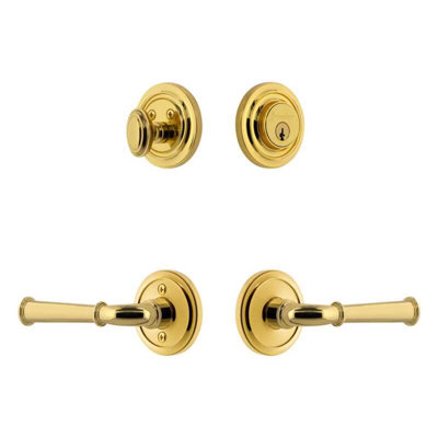 Grandeur Circulaire Rosette Entry Set with Georgetown Lever in Lifetime Brass