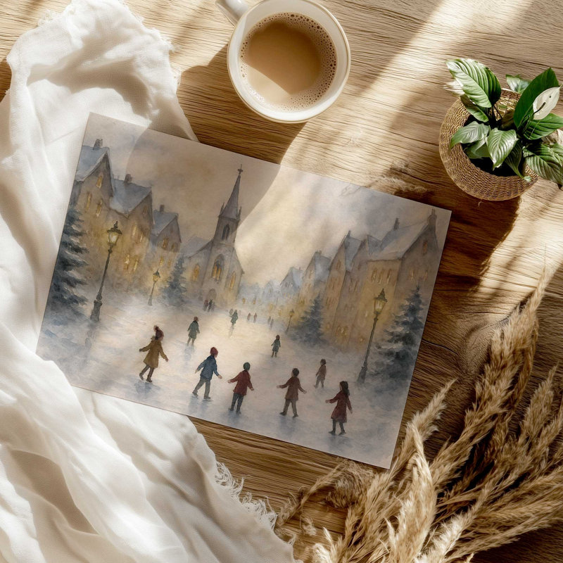 «Frosted Village Joy», reproduction d'art, Sans cadre, 18 po x 24 po