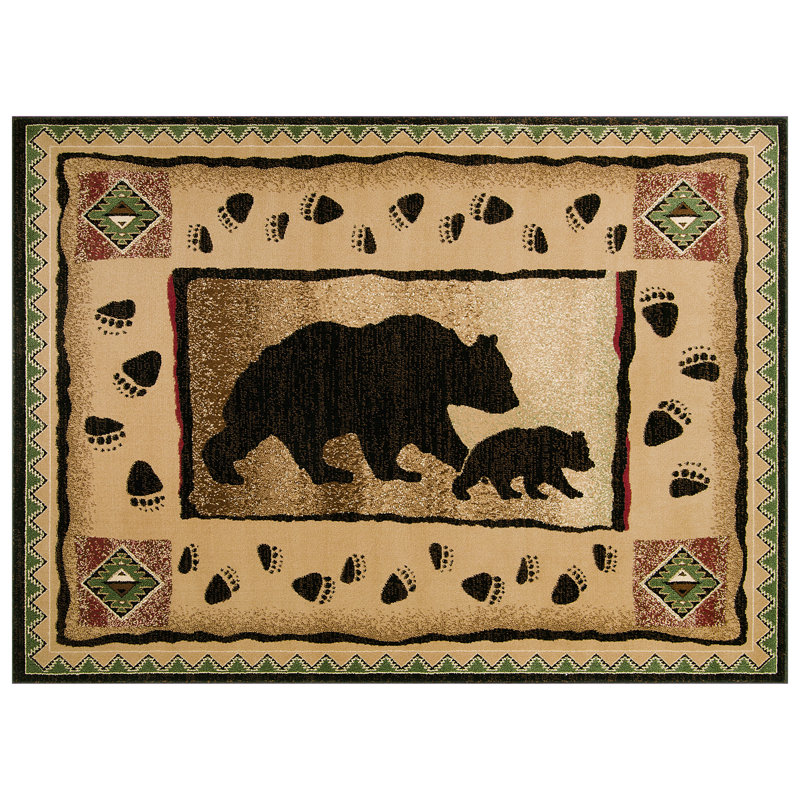 Tapis en polypropylène brun / crème Jarrod, Rectangle 8 pi x 10 pi