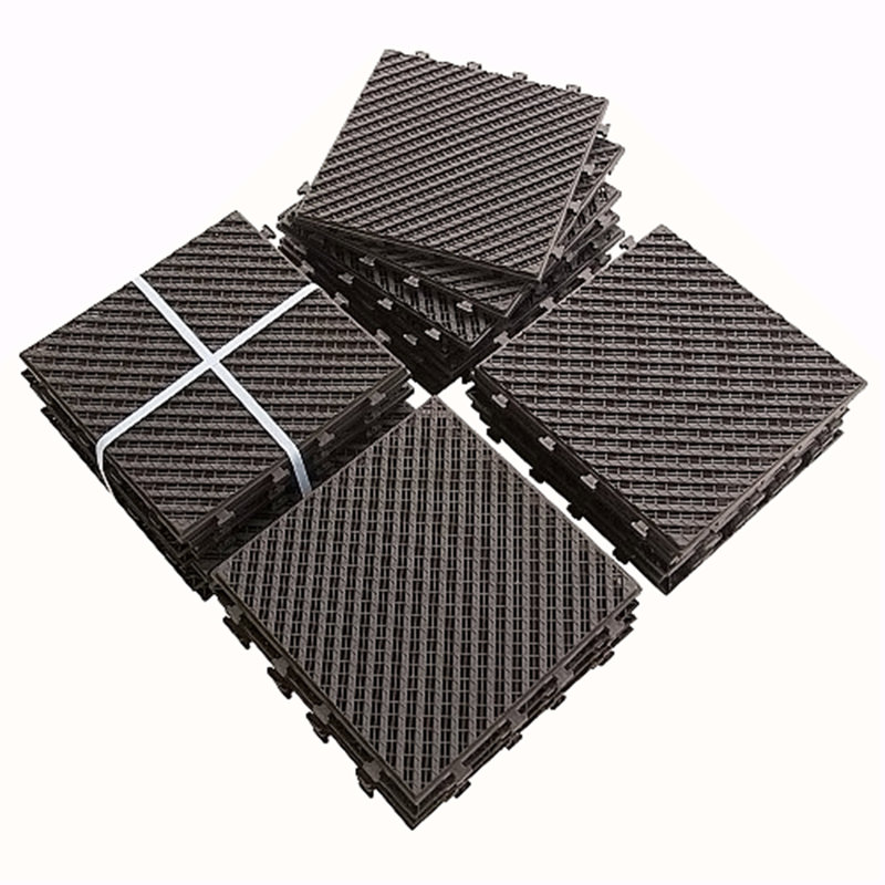 Carreaux de terrasse à emboîtement de patio, tuiles de terrasse carrées composites de 12 po x 12 po, carrelage extérieur rayé en plastique pour cour de porche de balcon toutes saisons (paquet de 36)